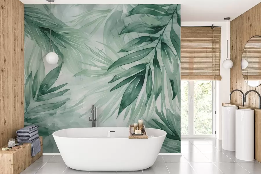 wall murals Fern leaves watercolour w04694