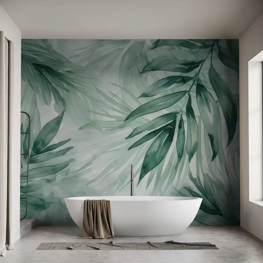 wall murals Fern leaves watercolour w04694