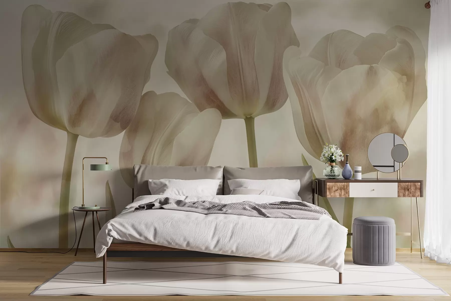 wall murals Tulips in soft colours w04700v1