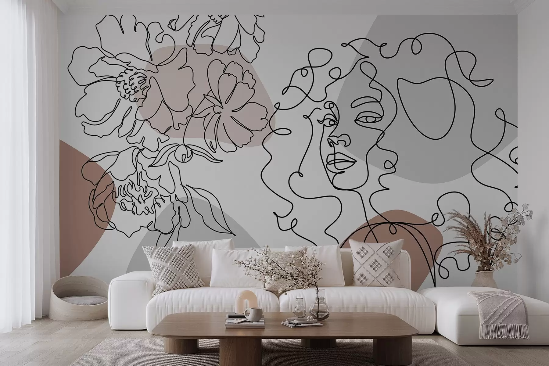 wall murals Girl in lines w04724