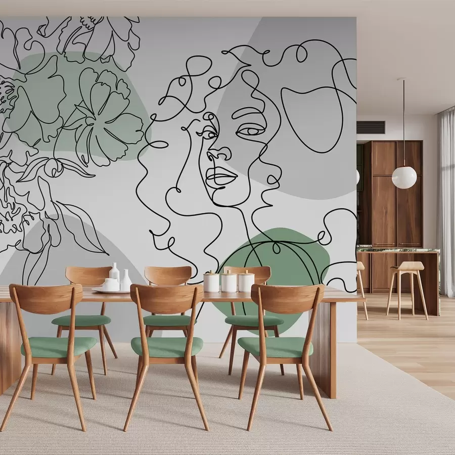 wall murals Girl in lines w04724v1