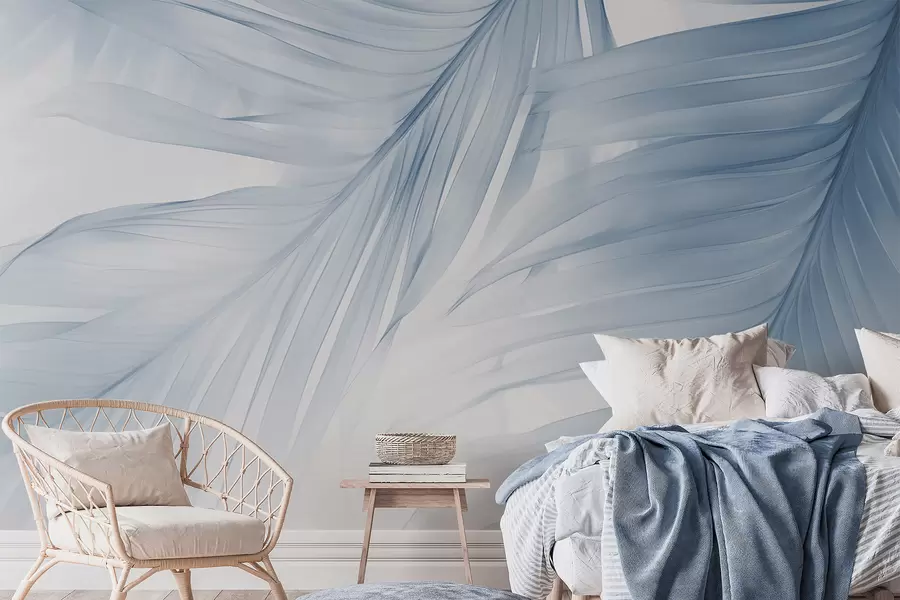 wall murals Fern leaves in shades of blue w04727v1