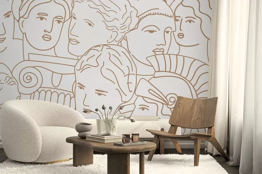 wall murals Ancient faces w04728v1