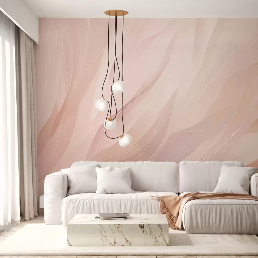 wall murals Abstract soft strokes in pastel pink and peach tones w04731