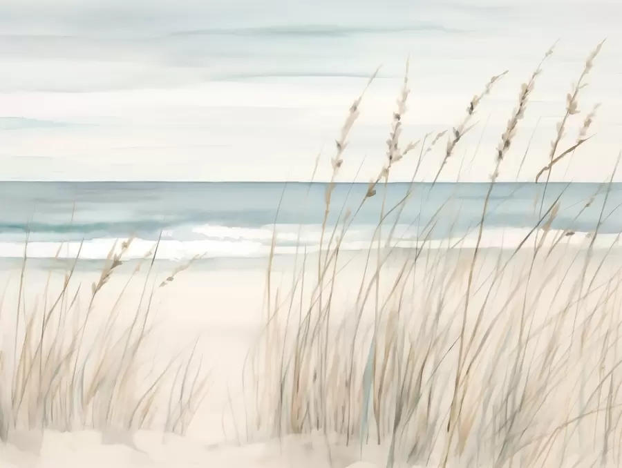 wall murals Soft grasses by the seaside w04737