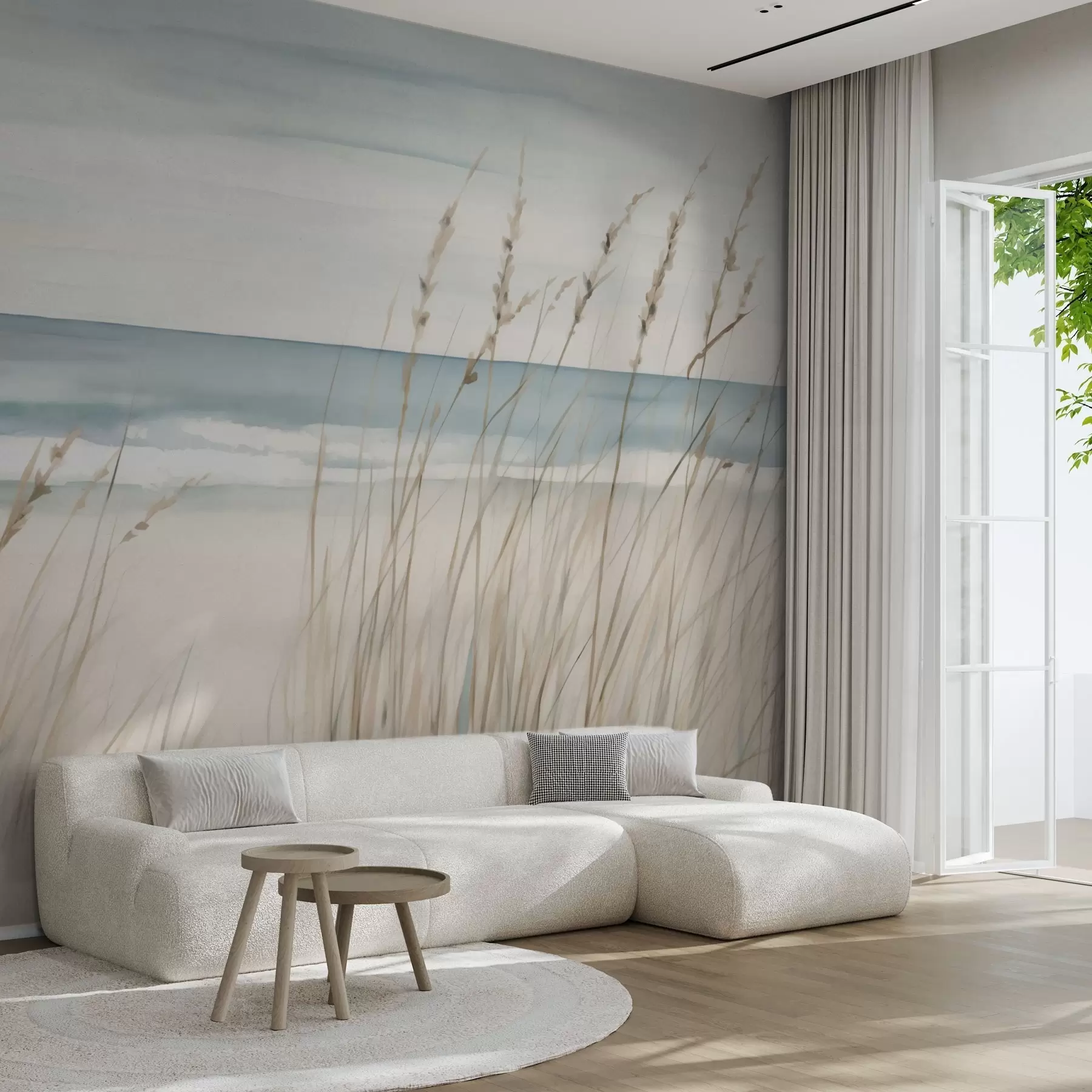 wall murals Soft grasses by the seaside w04737