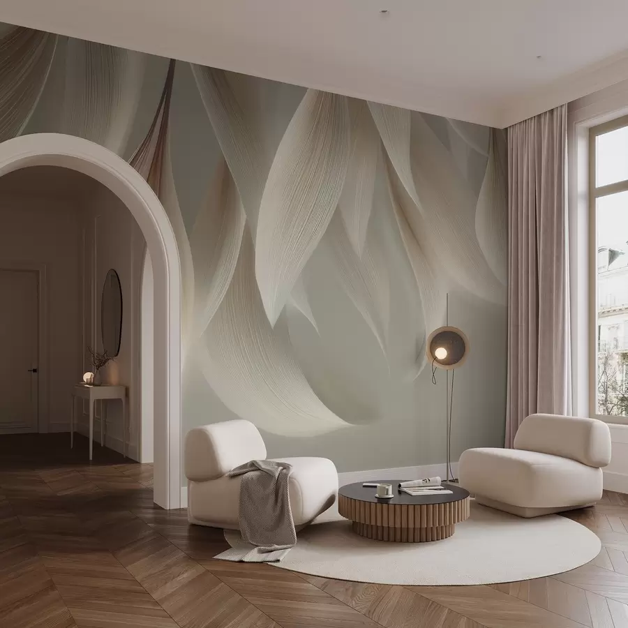 wall murals Hanging leaves with stylized outline w04706