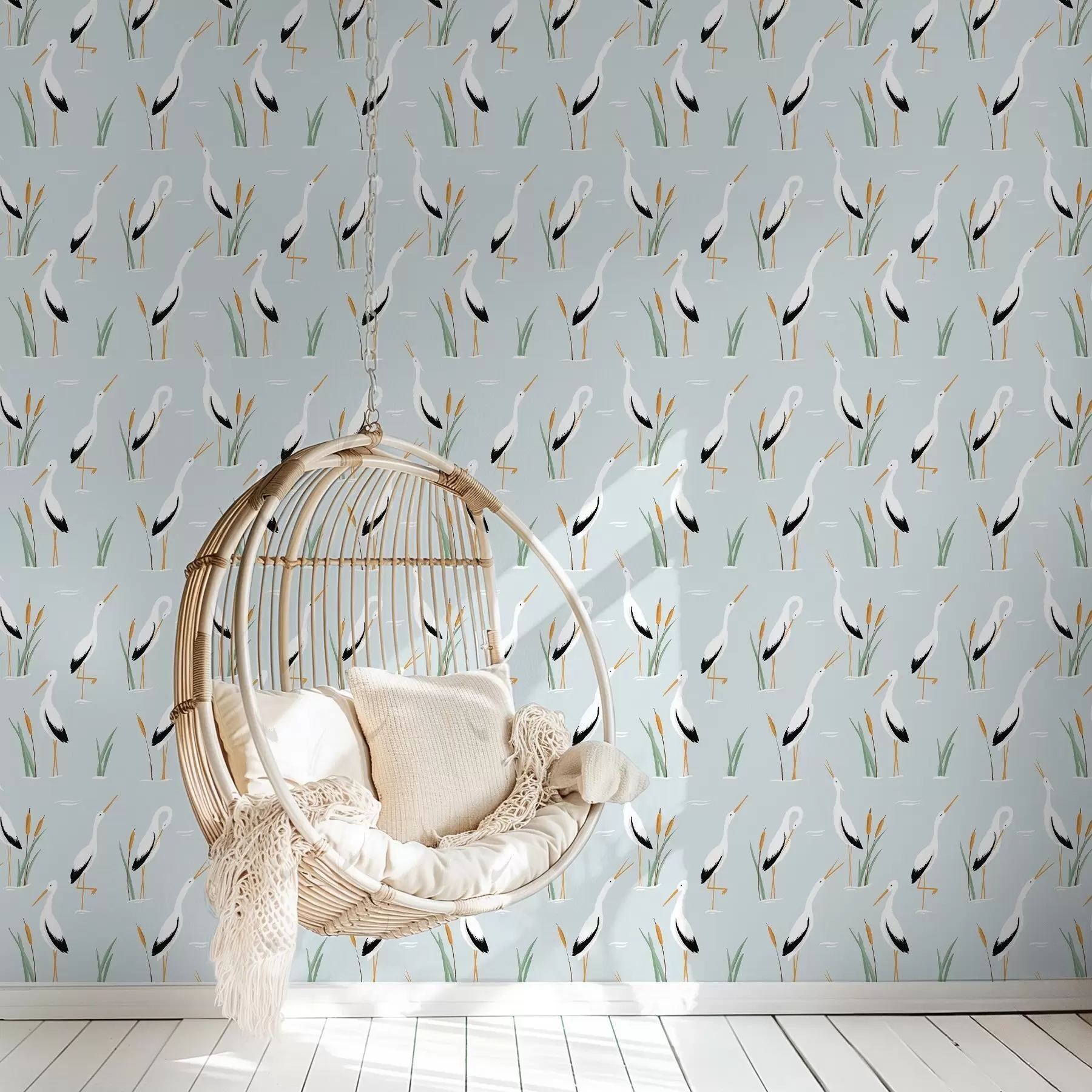 wall murals Herons among reeds on a soft blue background a00650v1