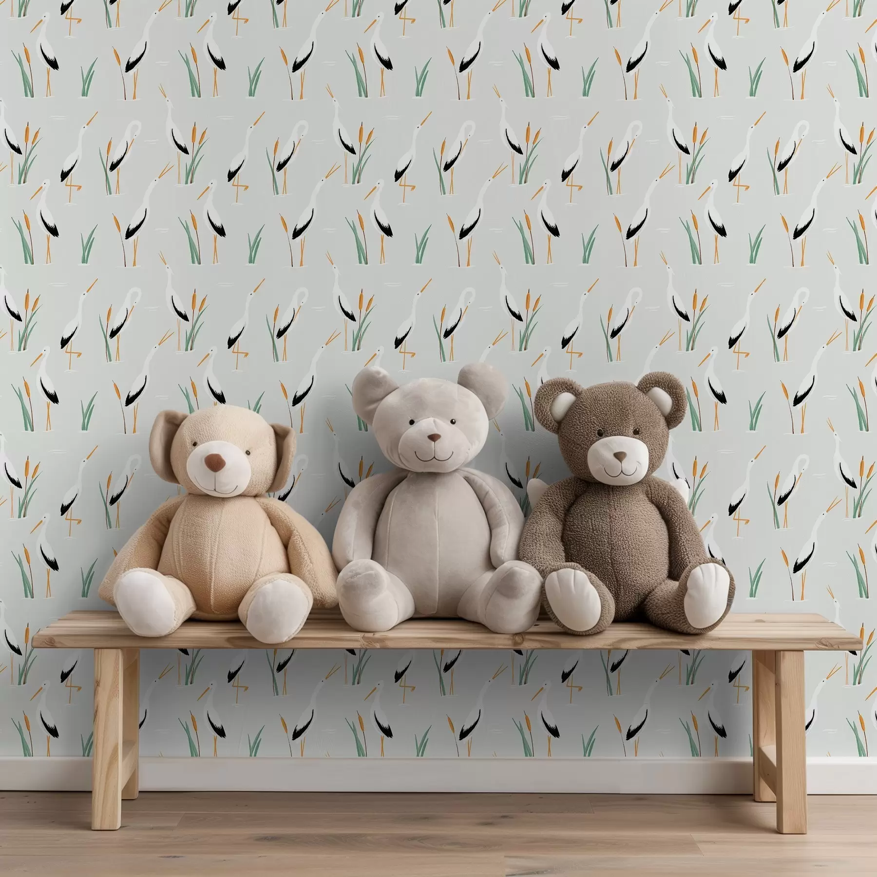 wall murals Herons among reeds on a light background a00650v2