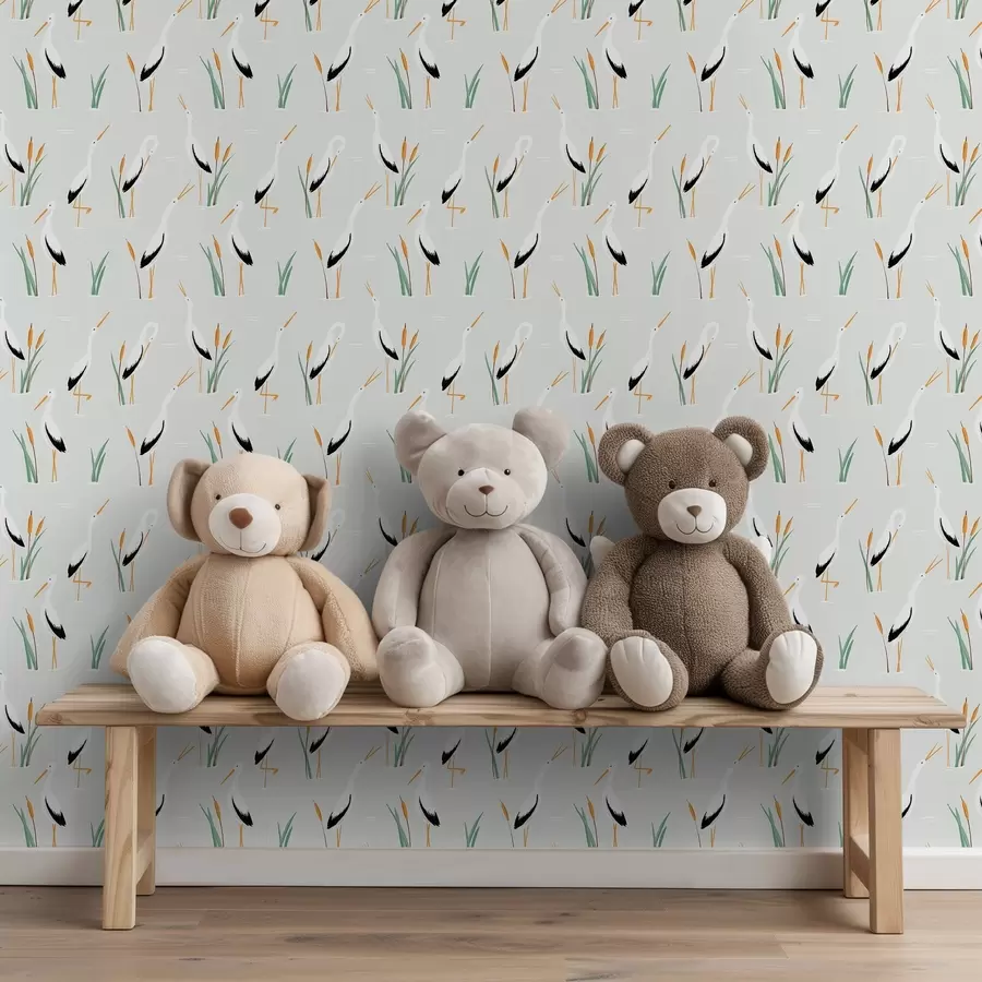 wall murals Herons among reeds on a light background a00650v2