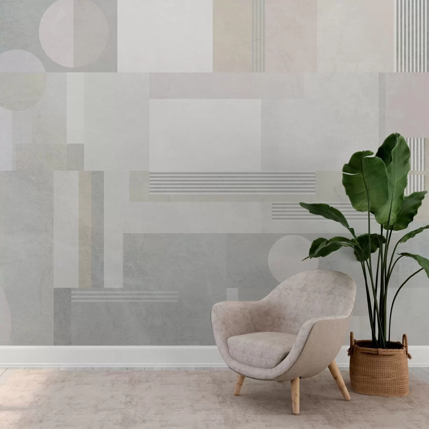 wall murals abstract geometry in grey and beige tones w04635