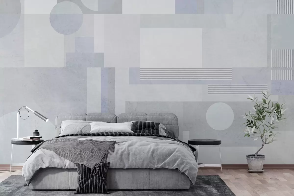 wall murals abstract geometry in grey-blue tones w04635v2