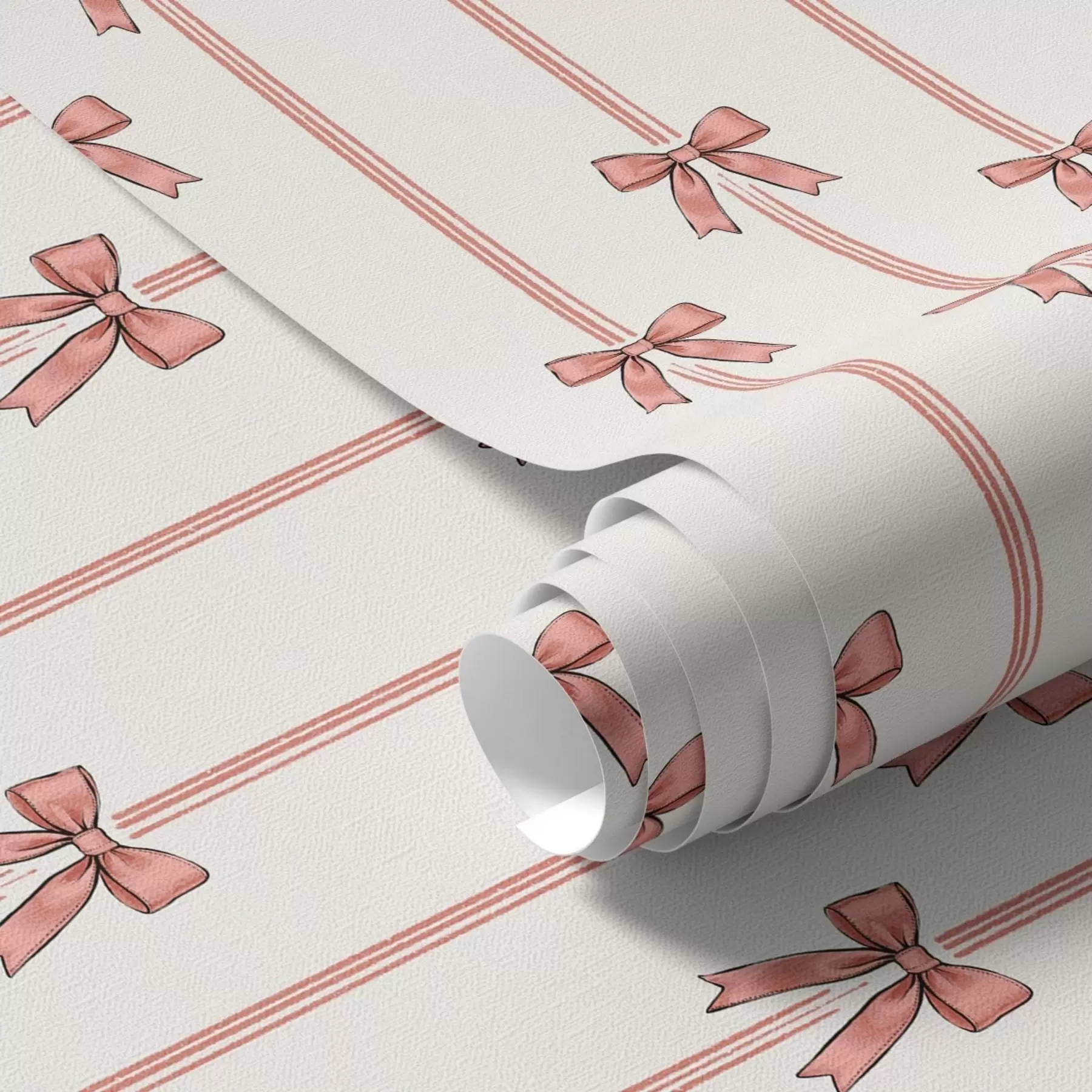 wall murals Vertical ribbons with bows, ivory background a00653