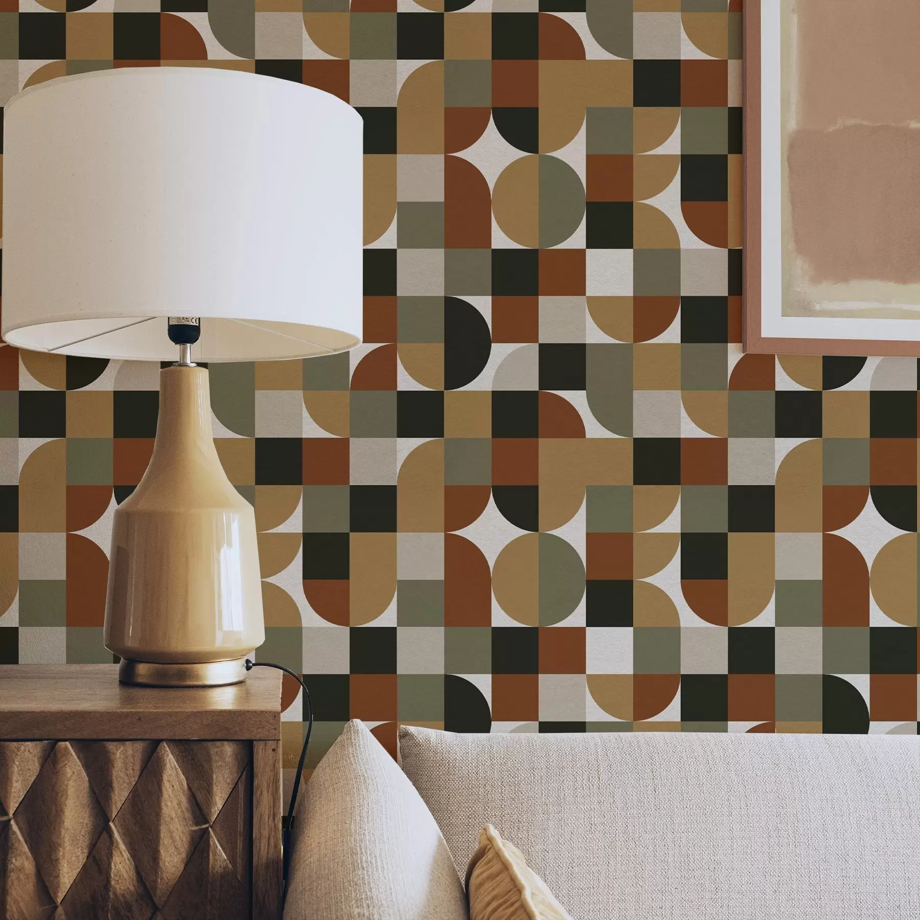 wall murals Modular geometry in warm earthy tones a00770