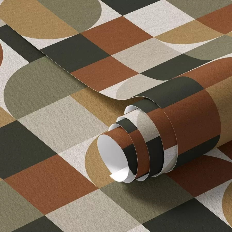 wall murals Modular geometry in warm earthy tones a00770