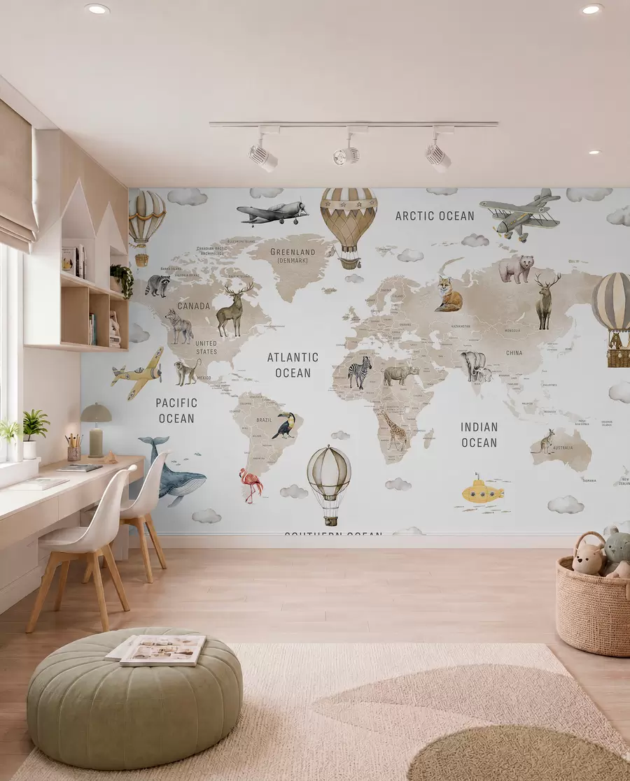 wall murals Animal Atlas in Beige c00001env2