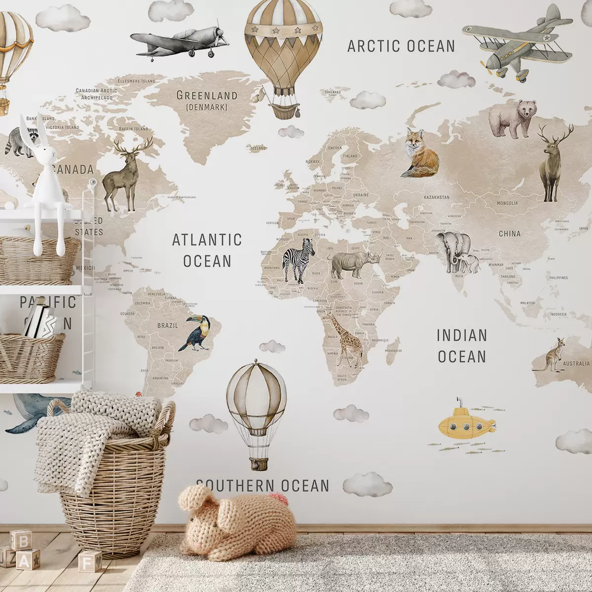 wall murals Animal Atlas in Beige c00001env2