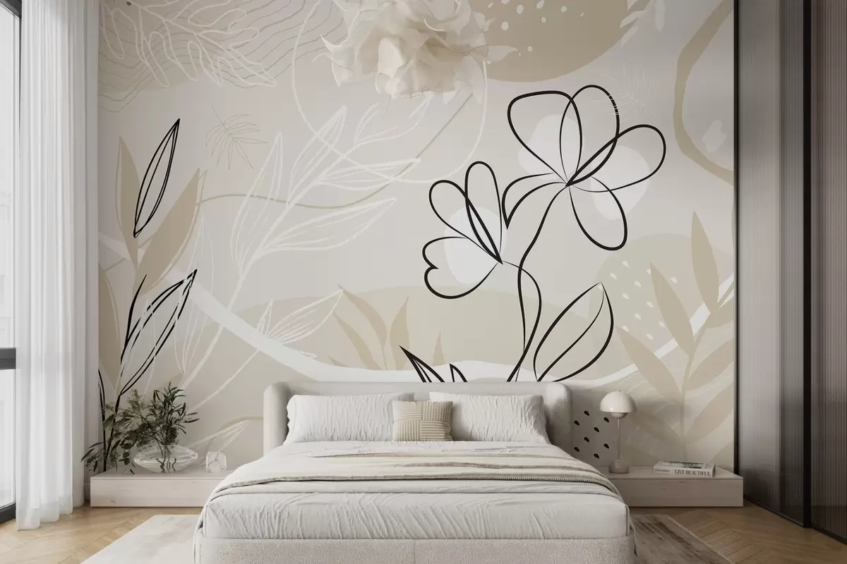 wall murals Abstract with plants w04760