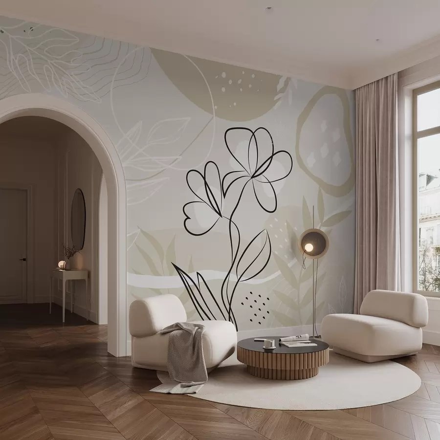 wall murals Abstract with plants w04760