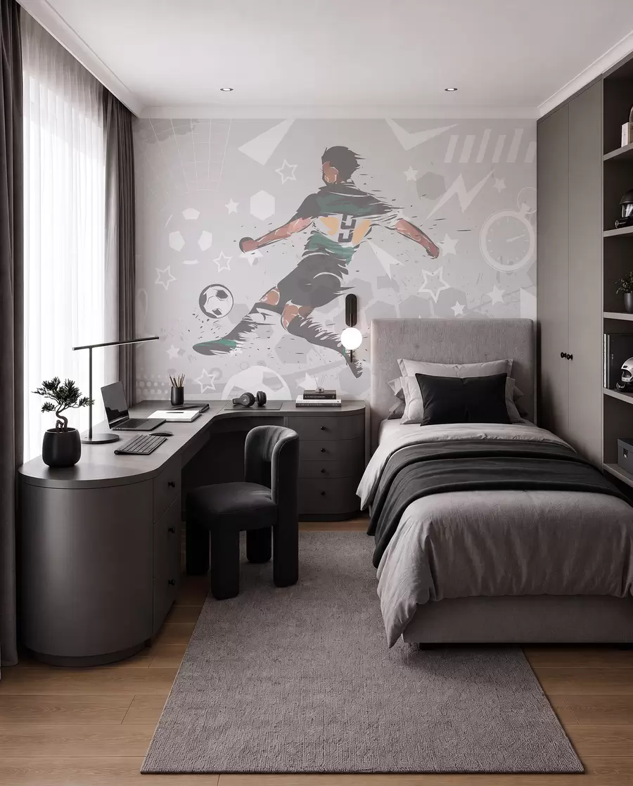 wall murals Football in Green Ink w04763