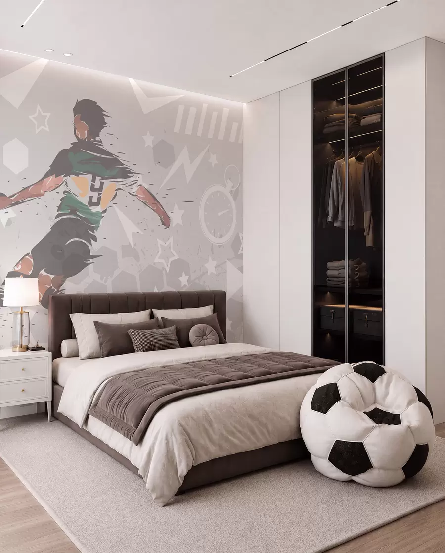 wall murals Football in Green Ink w04763