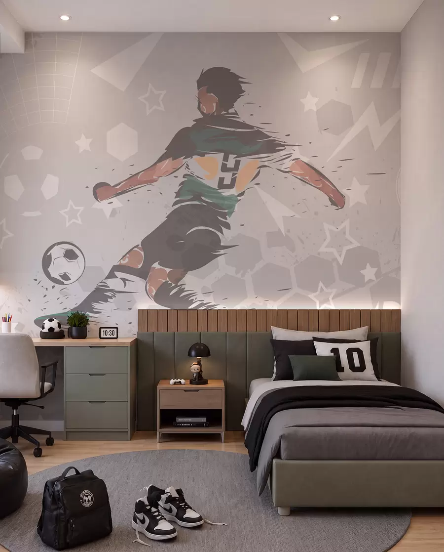 wall murals Football in Green Ink w04763