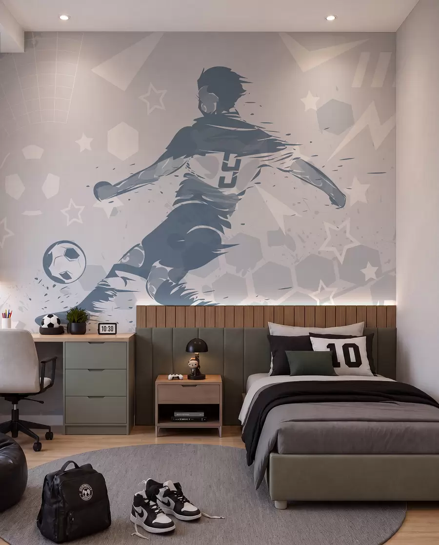 wall murals Football in Blue Ink w04763v1