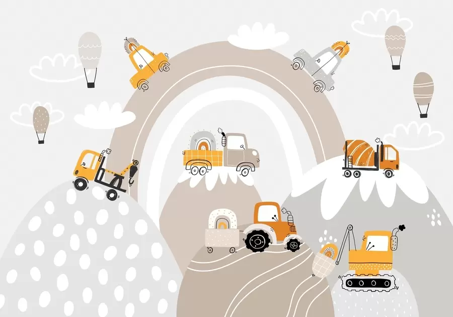 wall murals Children's cars, tractors w04765