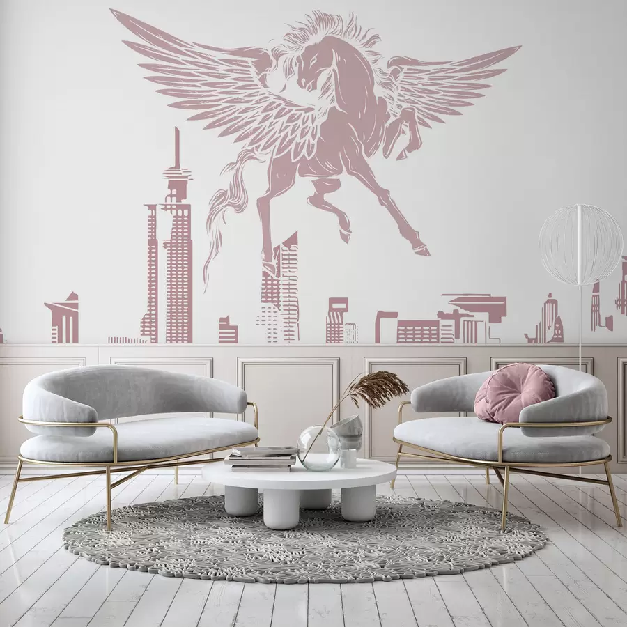 wall murals Pegasus over the city w04777