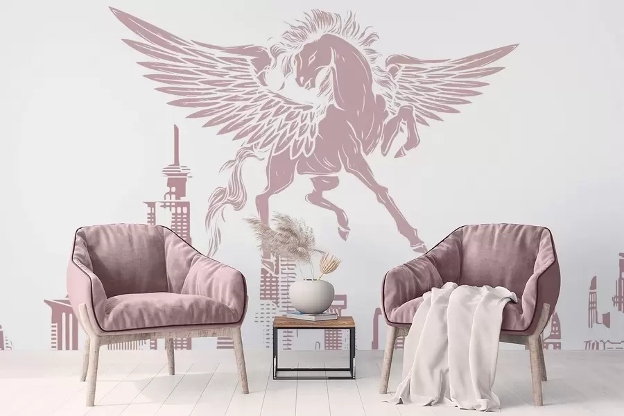 wall murals Pegasus over the city w04777