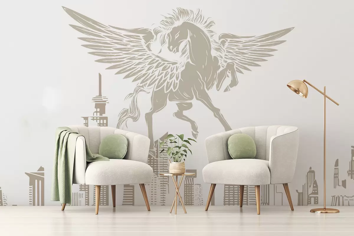 wall murals Pegasus over the city w04777v1