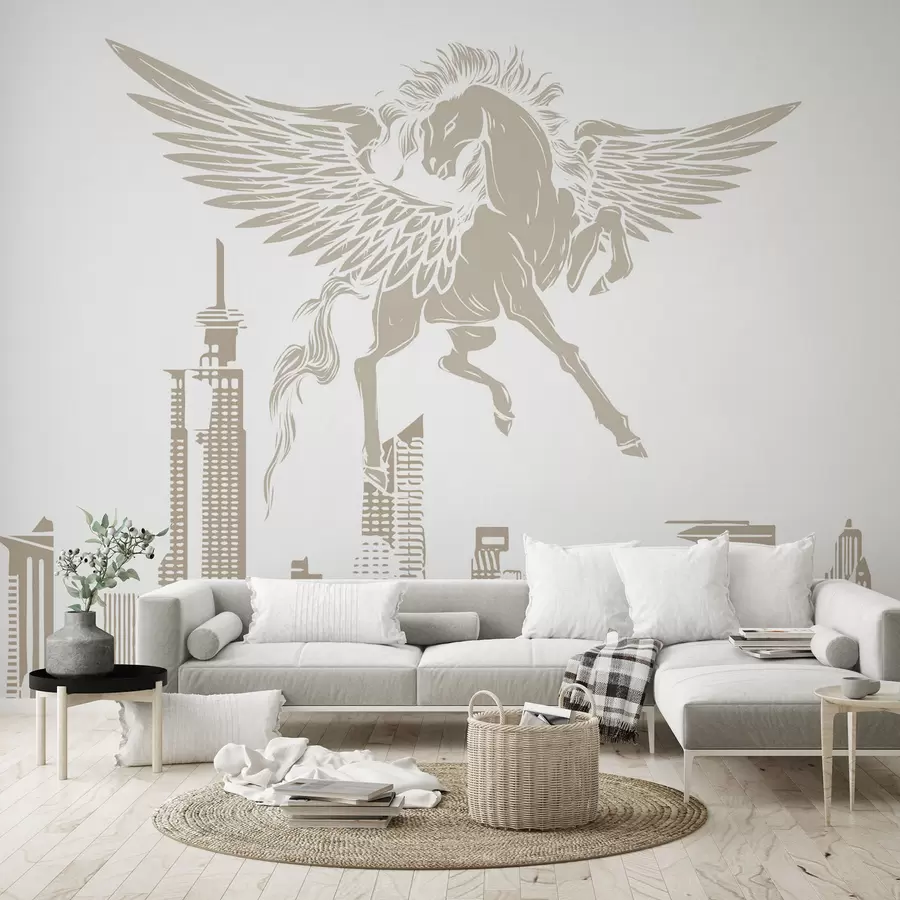 wall murals Pegasus over the city w04777v1