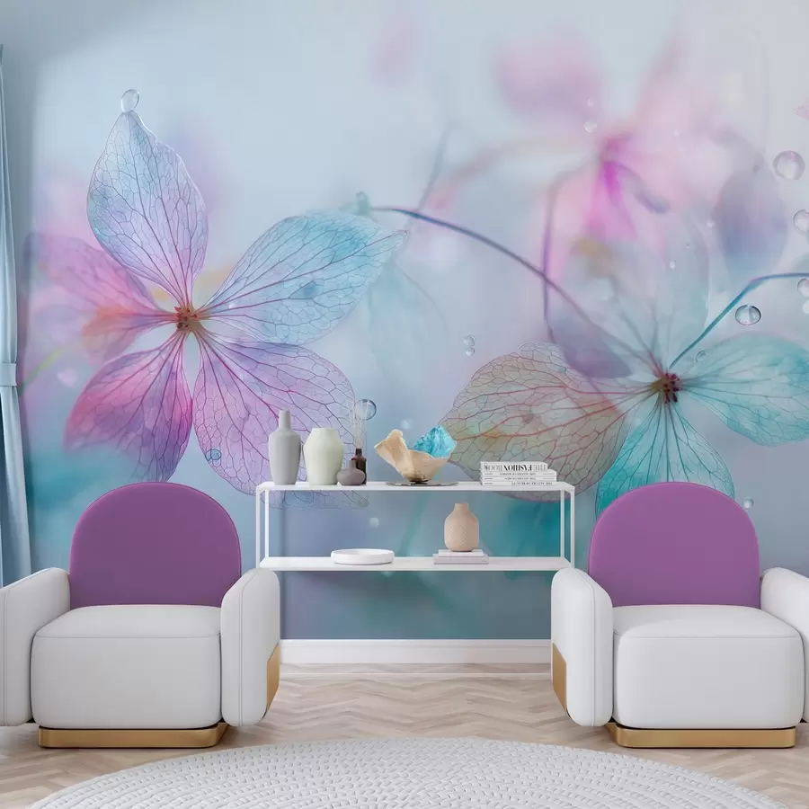 wall murals delicate flowers with veins under water w04809