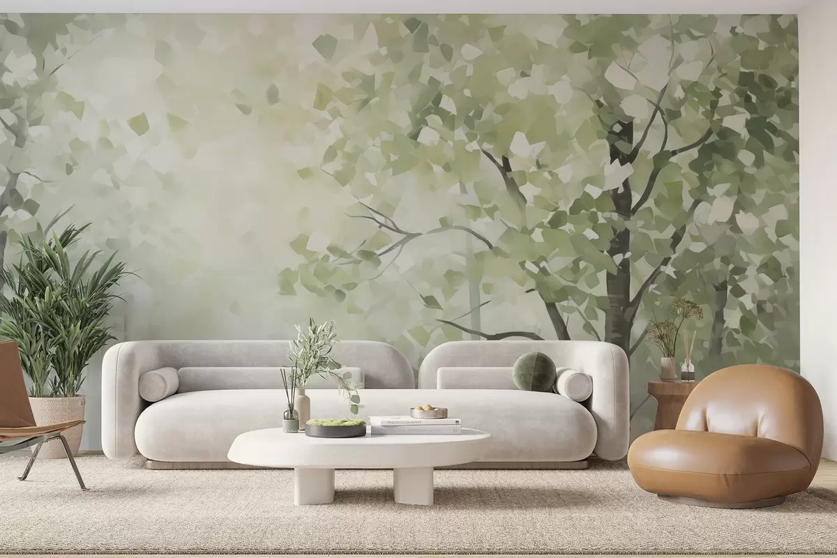 wall murals Abstract trees imitation of painting w04781