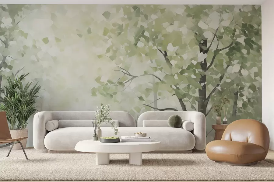 wall murals Abstract trees imitation of painting w04781