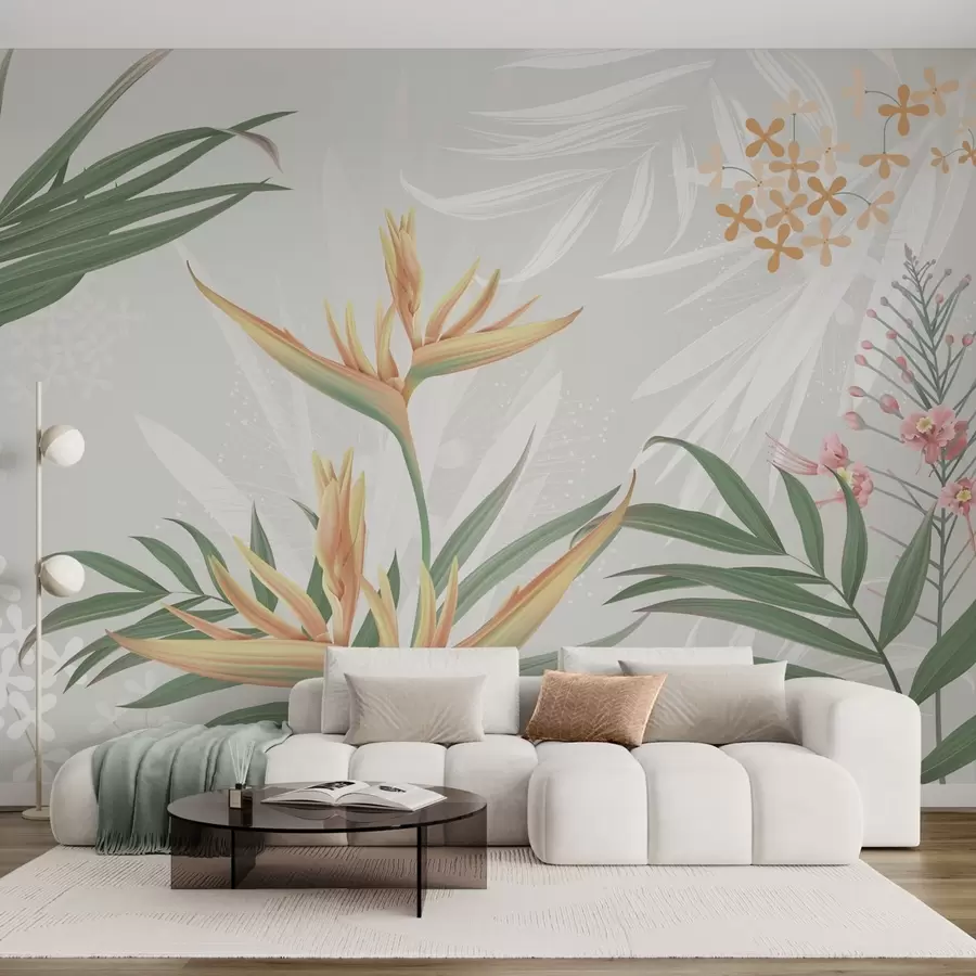 Wall murals Exotic Strelitzia flowers in foliage w04783 buy UK - Uwalls.co.uk wall murals Exotic Strelitzia flowers in foliage w04783
