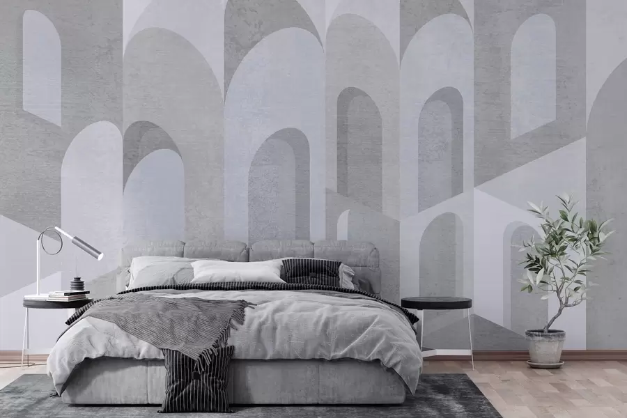 wall murals urban metamorphoses of the arch in grey and blue tones w04812v2