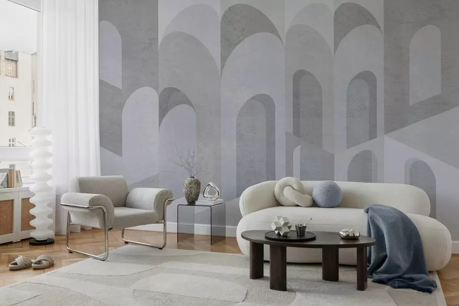 wall murals urban metamorphoses of the arch in grey and blue tones w04812v2