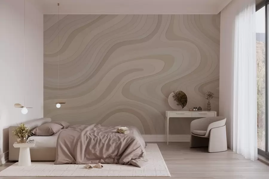 wall murals abstract waves in powder tones w04813