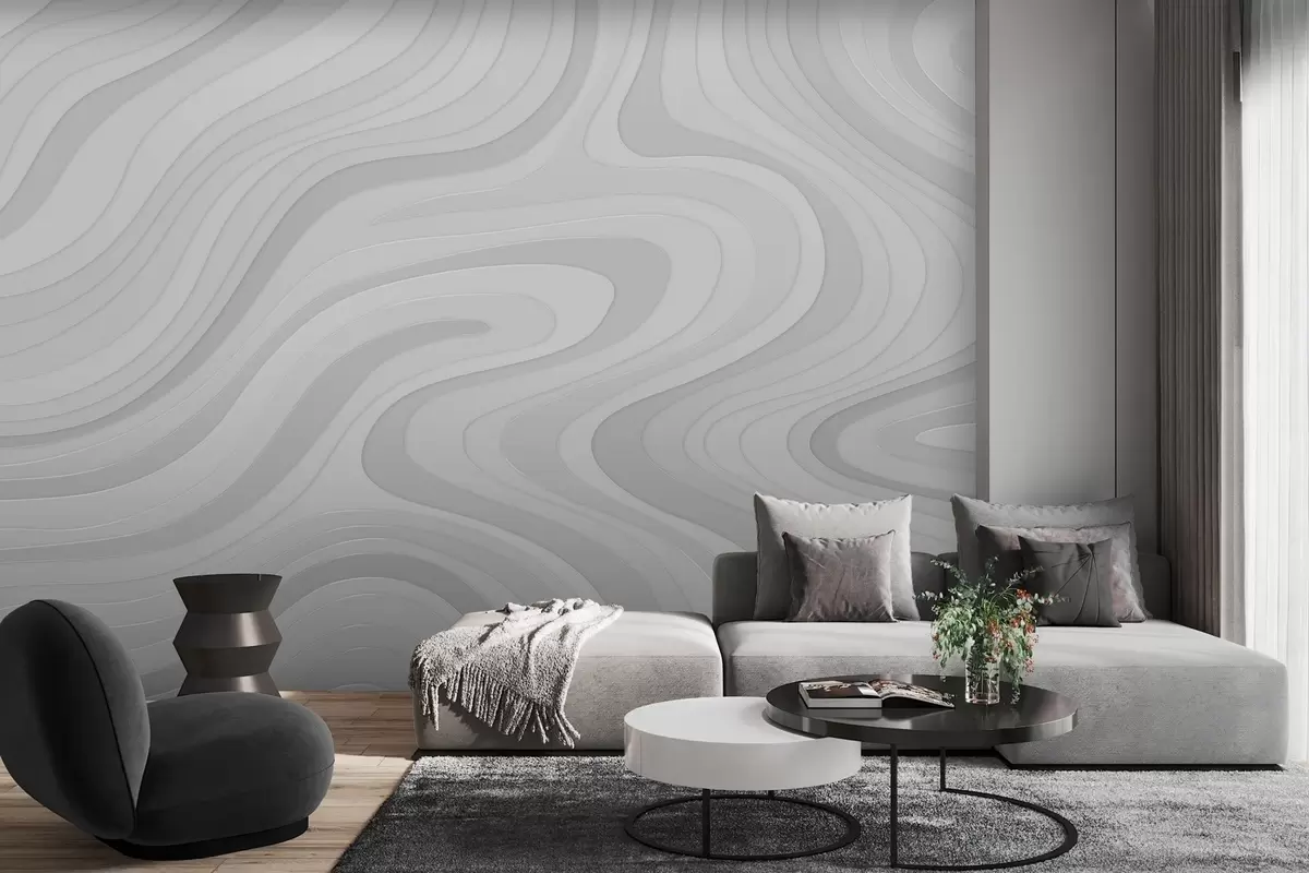 wall murals abstract waves in grey tones w04813v1