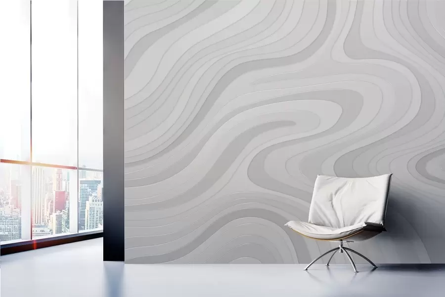 wall murals abstract waves in grey tones w04813v1