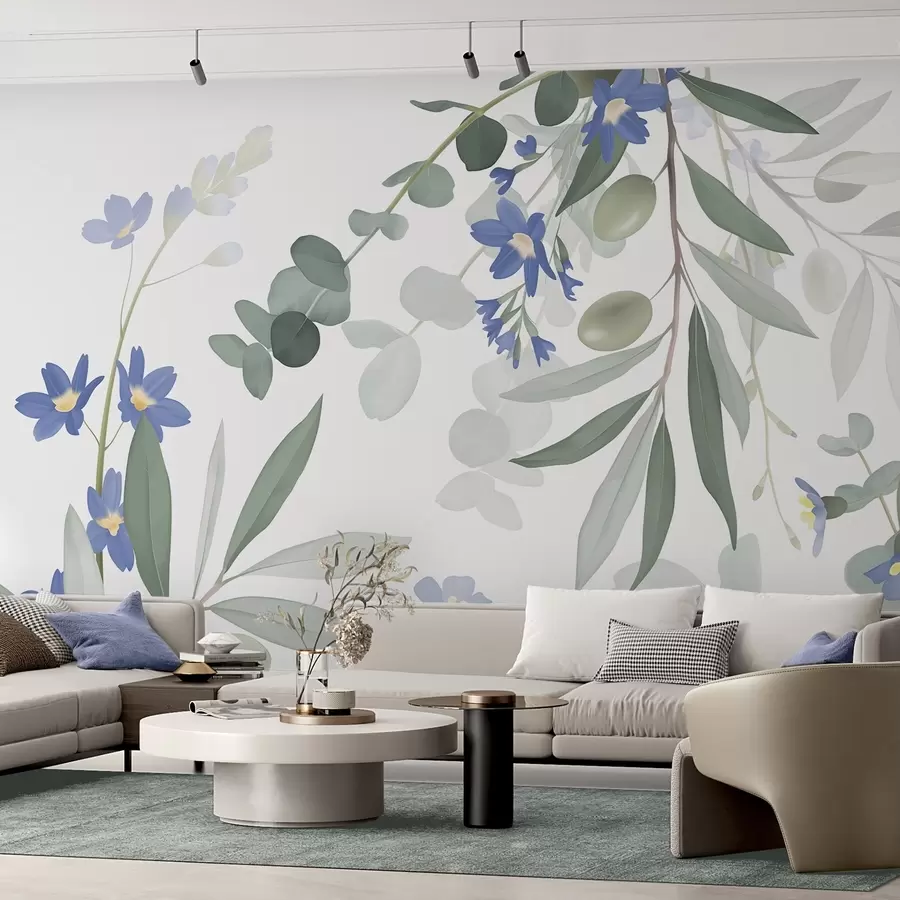 Wall murals Eucalyptus branches and flowers w04821 buy UK - Uwalls.co.uk wall murals Eucalyptus branches and flowers w04821