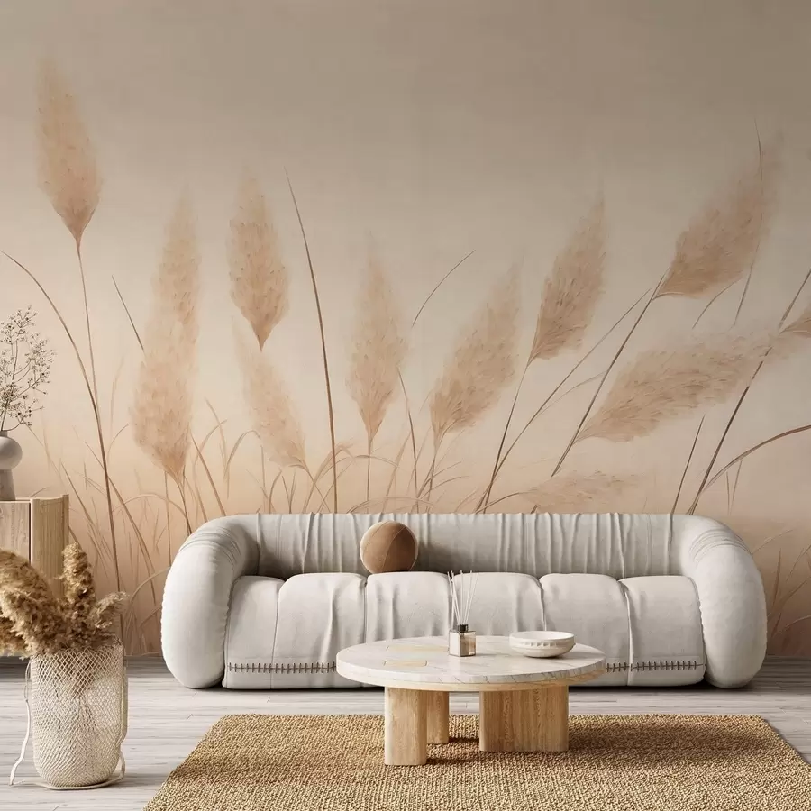 Wall murals Soft beige pampas grass in the field w09324 buy UK - Uwalls.co.uk wall murals Soft beige pampas grass in the field w09324