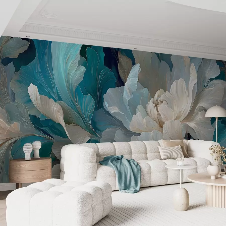 Wall murals Delicate volumetric peony in a cool palette w09456 buy UK - Uwalls.co.uk wall murals Delicate volumetric peony in a cool palette w09456