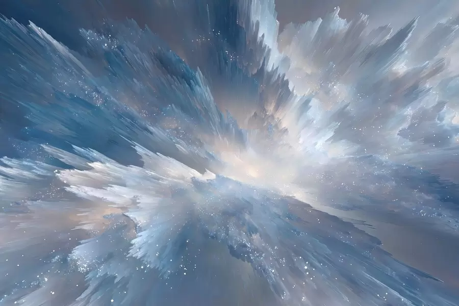 wall murals Abstract cosmic sky glow in icy blue tones w09461