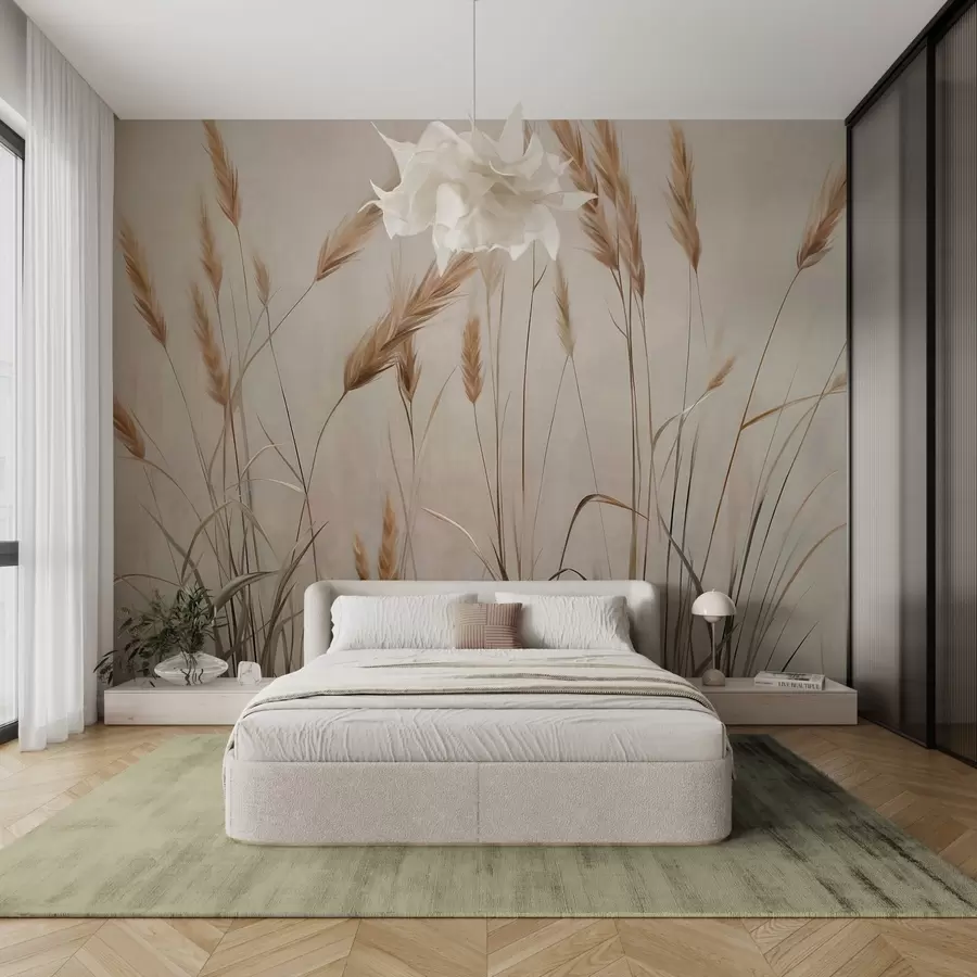 Wall murals Wheat textured field with yellow ears of grain, beige background, natural lighting, warm tones, detailed brushstrokes w09493 buy UK - Uwalls.co.uk wall murals Wheat textured field with yellow ears of grain, beige background, natural lighting, warm tones, detailed brushstrokes w09493