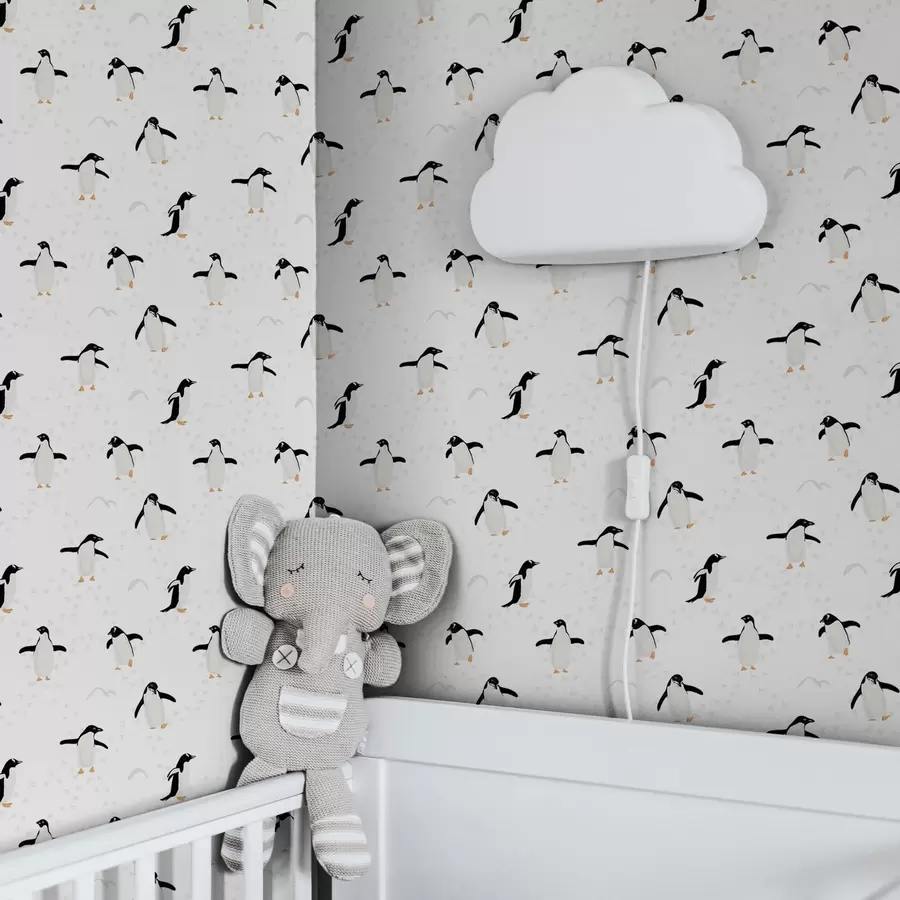 wall murals Penguins on white with footprints a00655v1