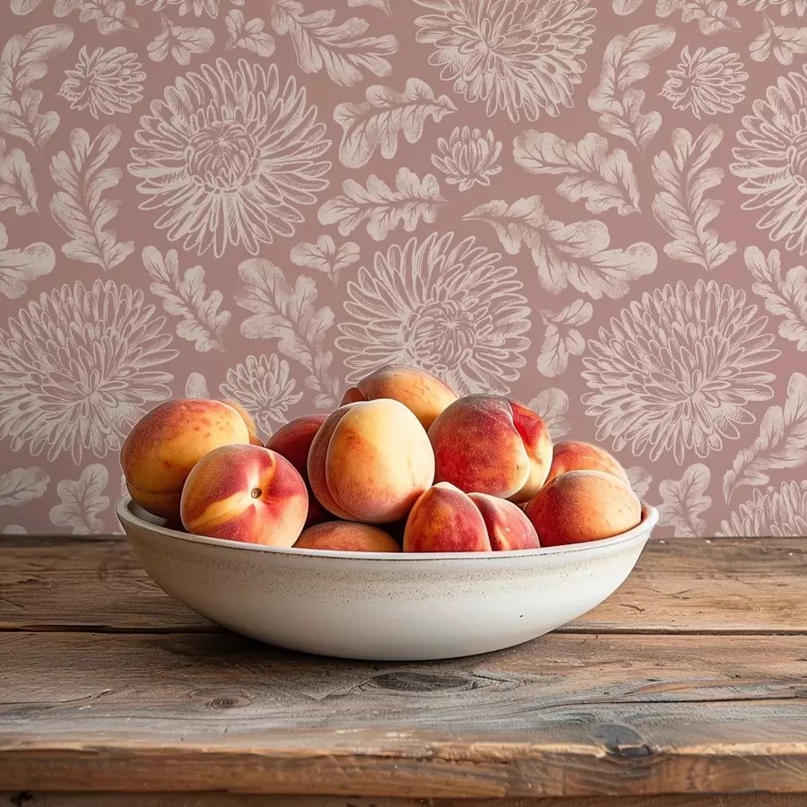 wall murals Cream chrysanthemums on dusty pink a00840v2