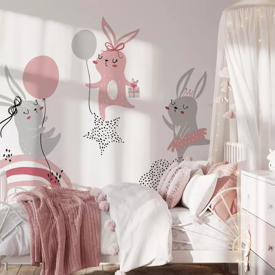 wall murals Cute bunnies w04852