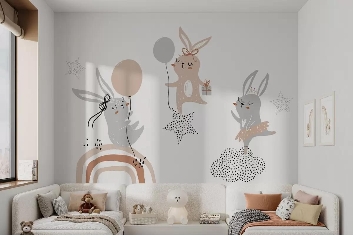 wall murals Cute bunnies w04852v1